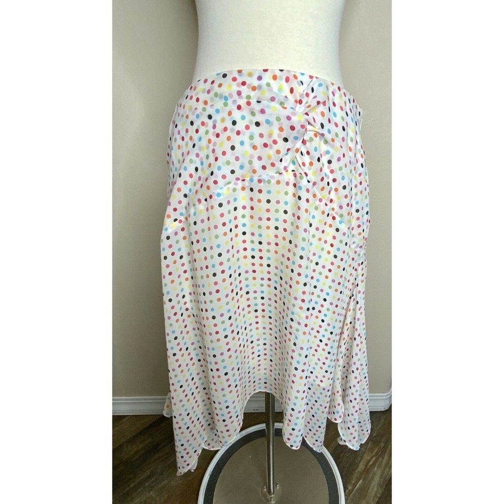 Pierre Cardin Women’s Rainbow Polka Dot Flailed Flirty Skirt 10 Petite 10P Euc